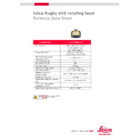 Lecia R610BL Rugby 610 Rotating Laser - Technical Datasheet