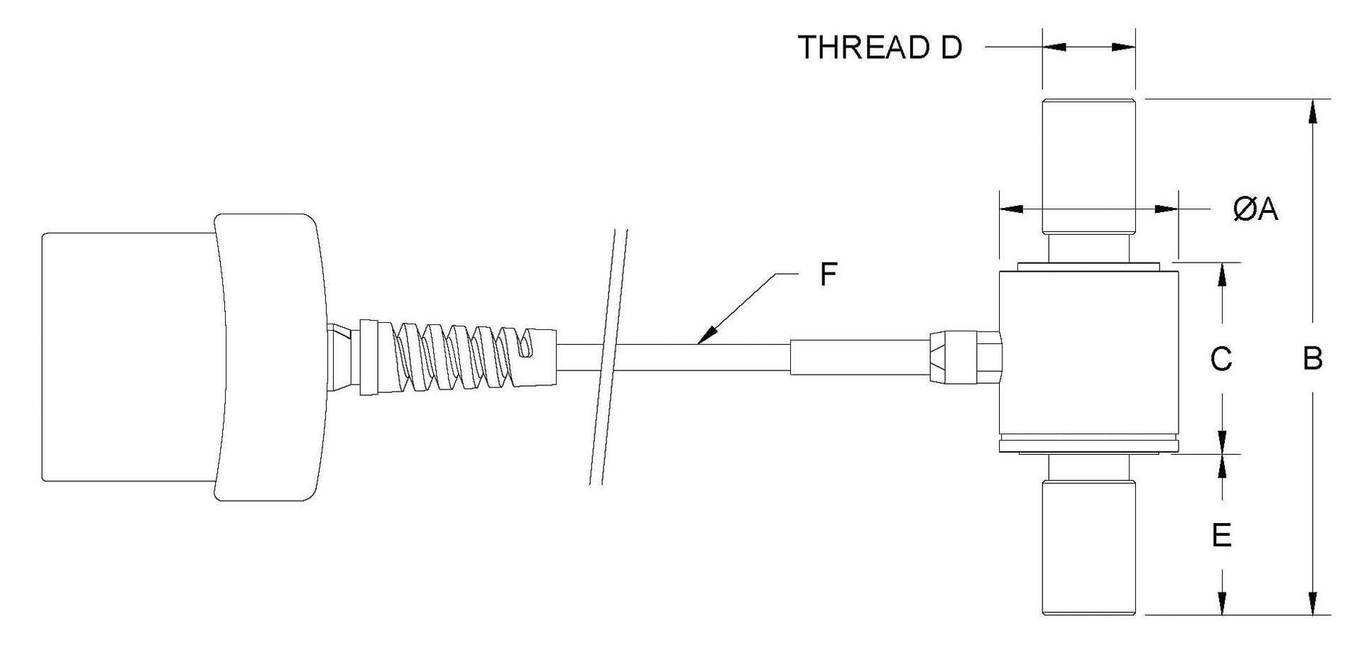 Mark-10 Series R08 Tension and Compression Force Sensors Dimensions