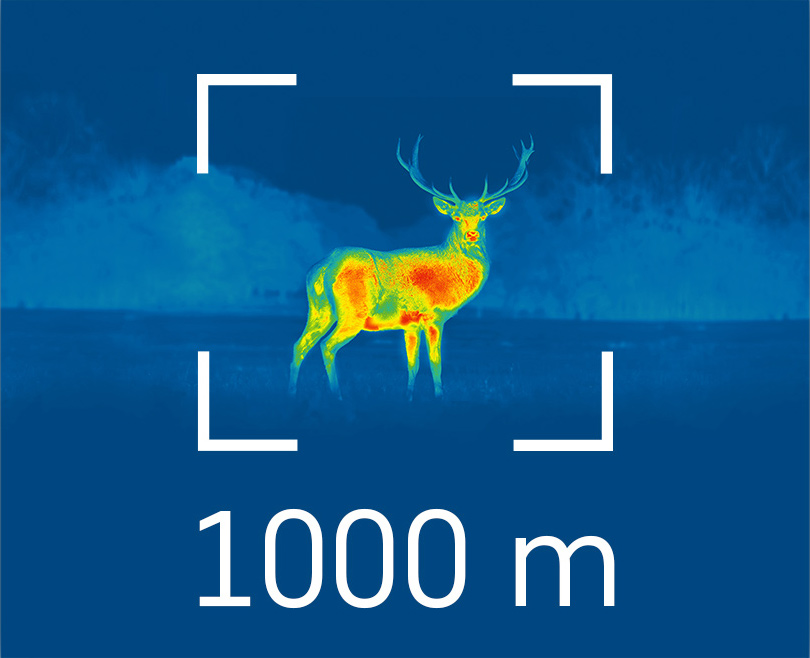 Precise laser rangefinder example, example shows a dear at a 1000 metres away displayed in infrared.