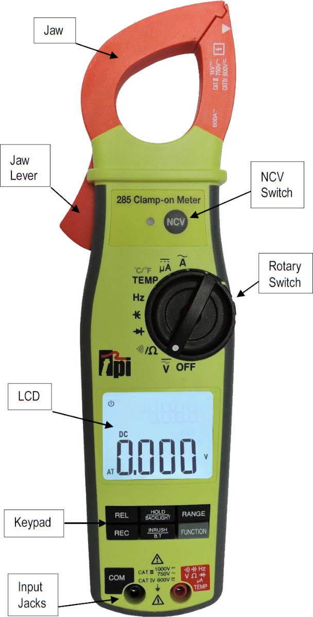 TPI 285 Digital Clamp with Bluetooth & TPI View App Legend.