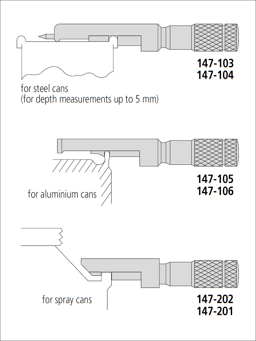 Mitutoyo 147 can seam micrometer cans example