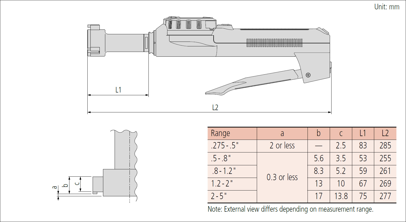 Mitutoyo 568 snap open bore dimensions.