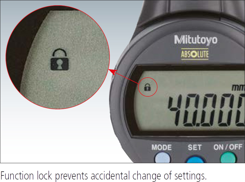 Mitutoyo 568 snap open bore function lock.