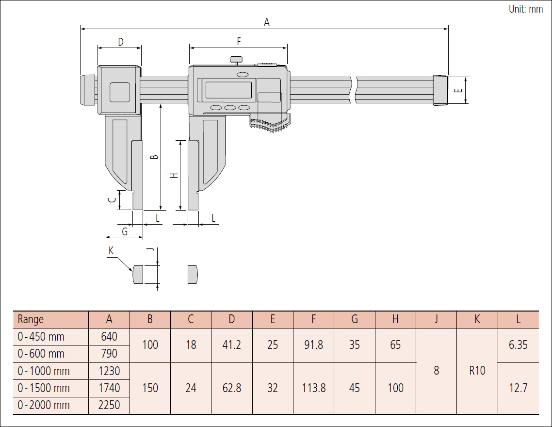 Mitutoyo series 552 dimensions