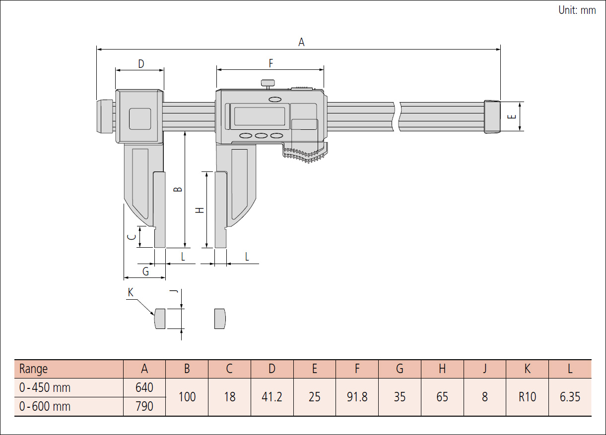 Mitutoyo series 552 ceramic jaw dimensions.