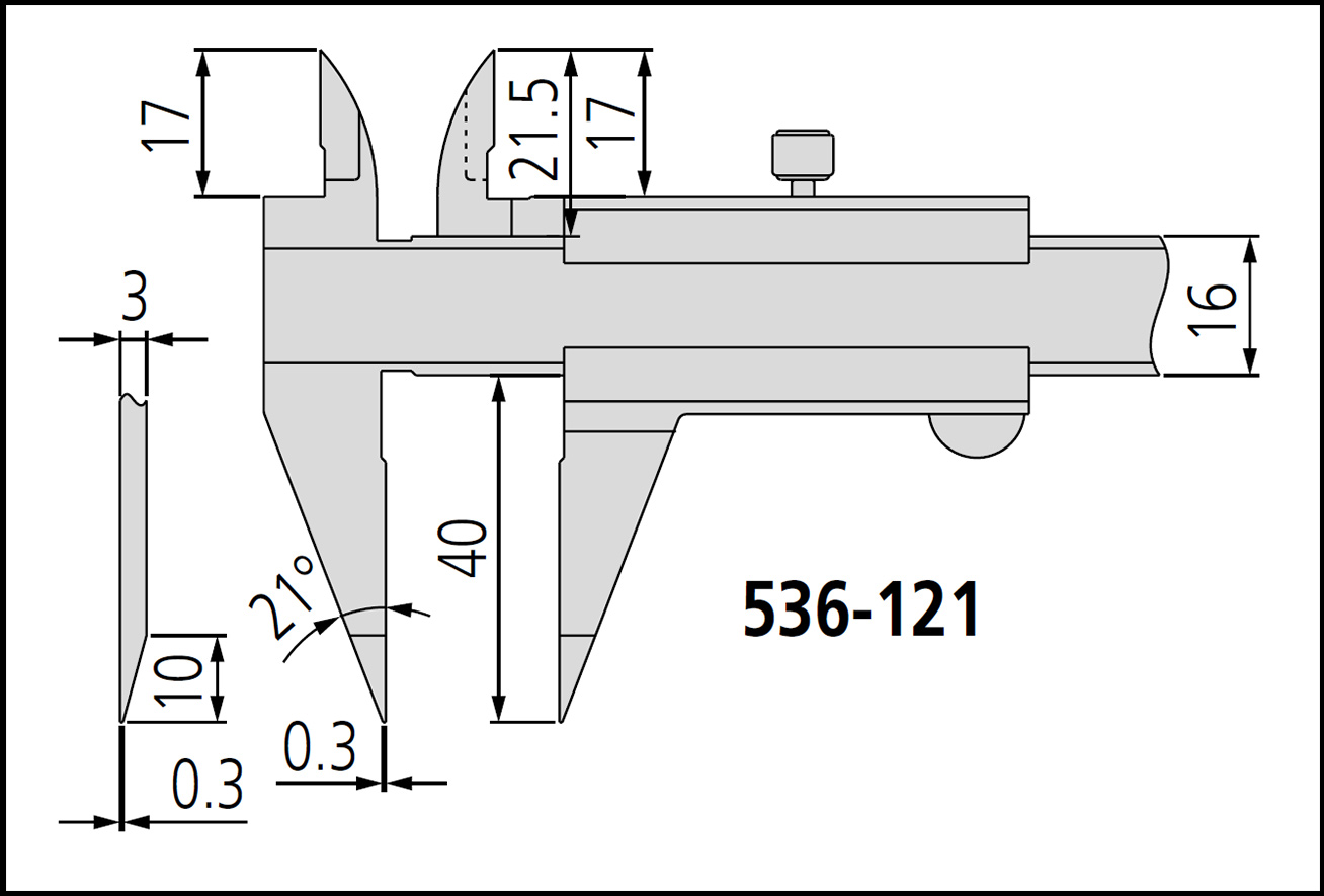 Mitutoyo series 536 point caliper Vernier dimensions
