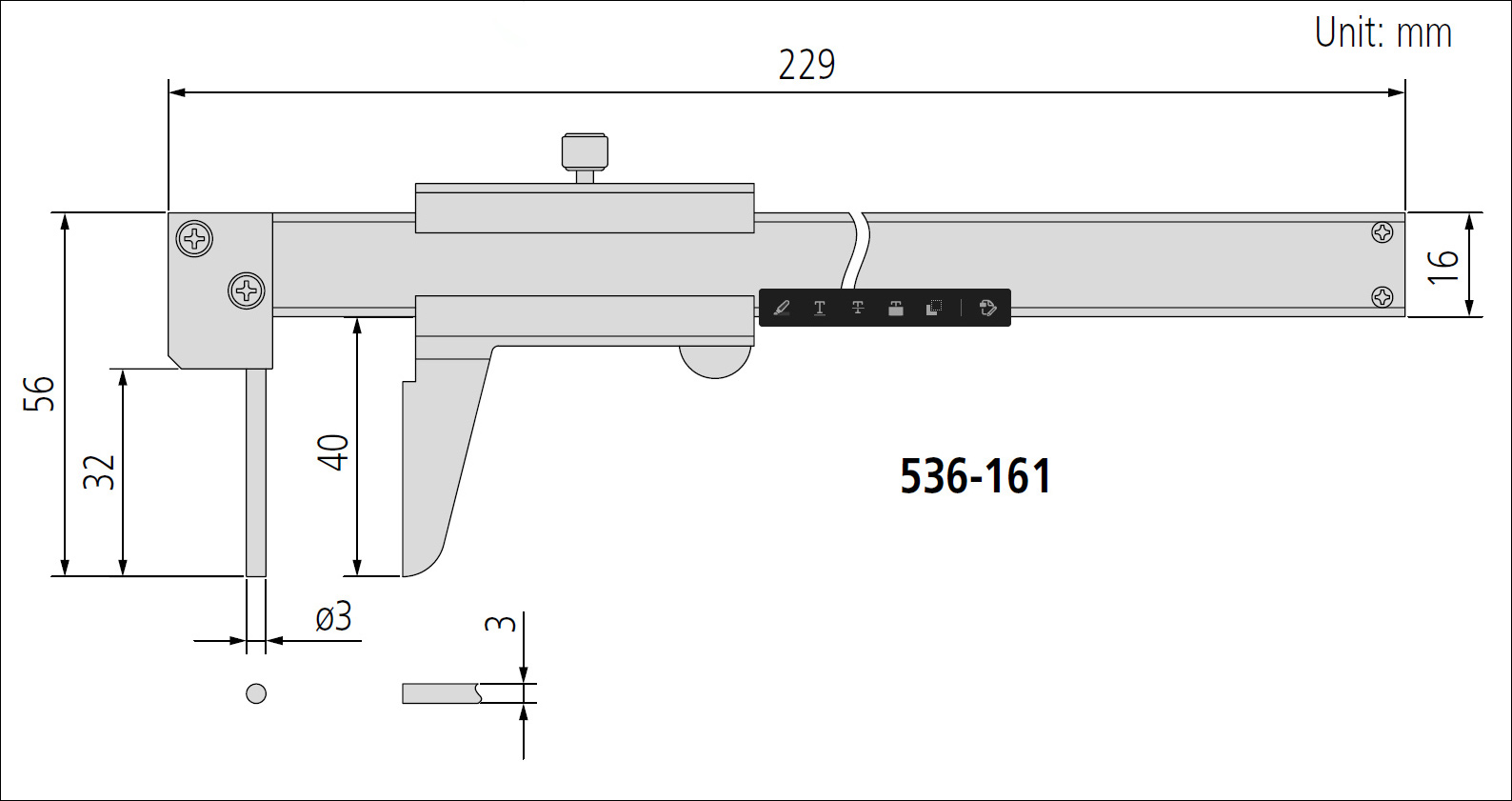 Mitutoyo series 536 tube thickness dimensions.
