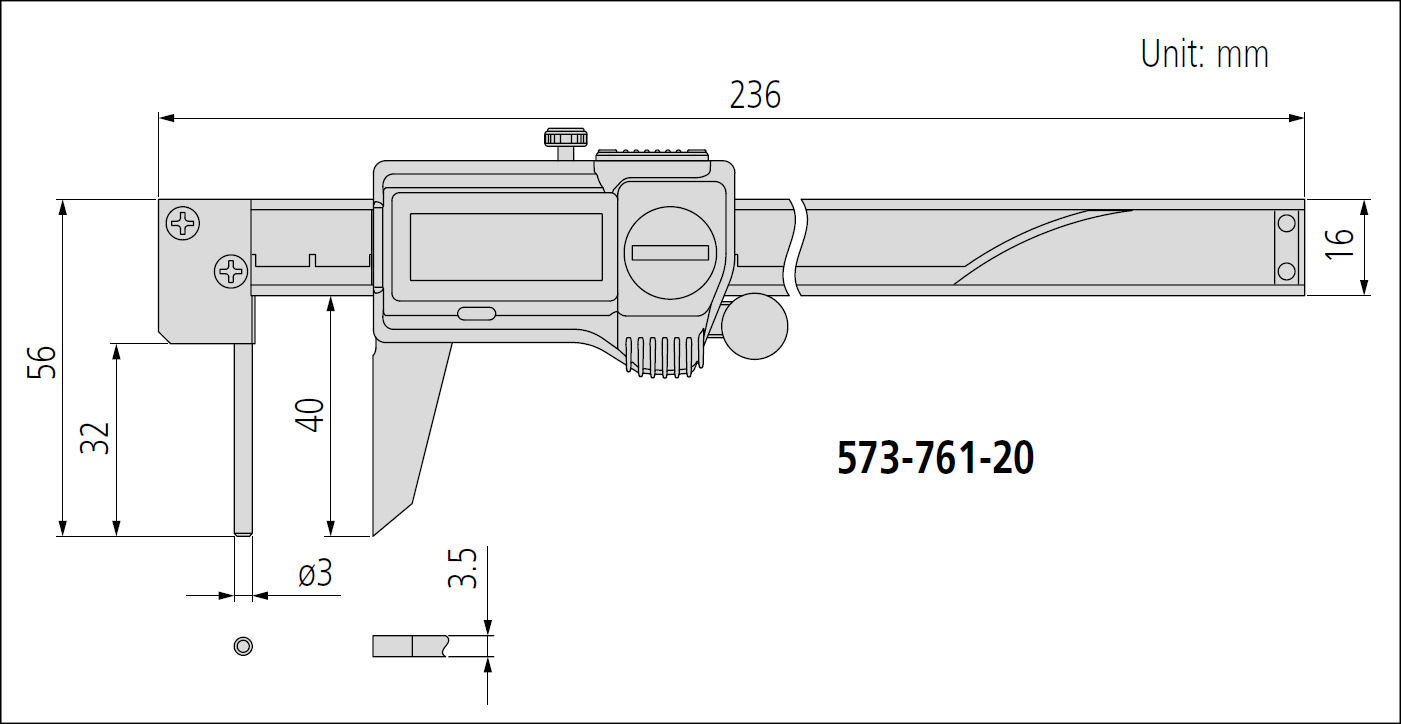 Mitutoyo series 573 tube thickness dimensions.