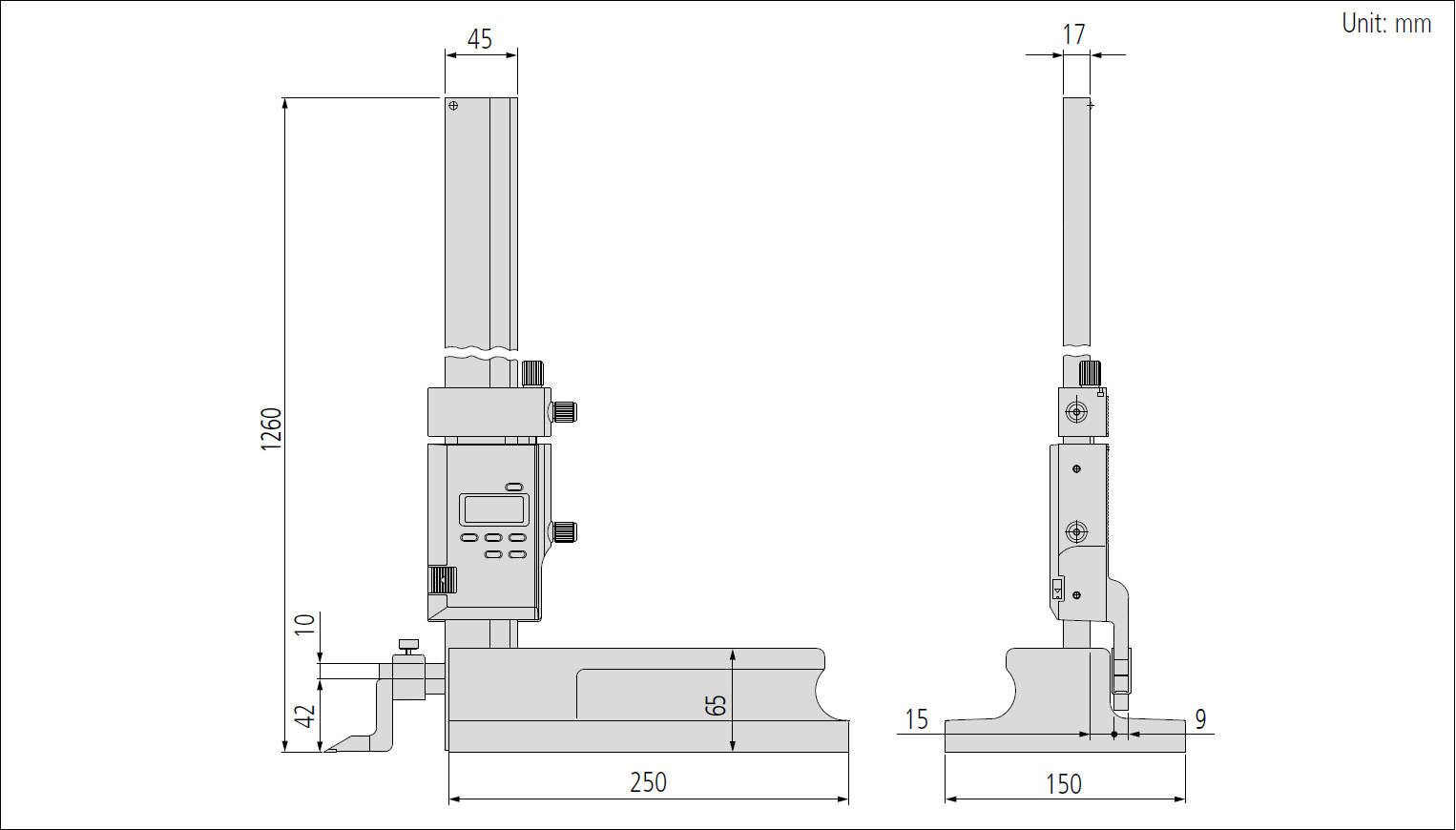 Mitutoyo series 570 digimatic height gauge dimensions.