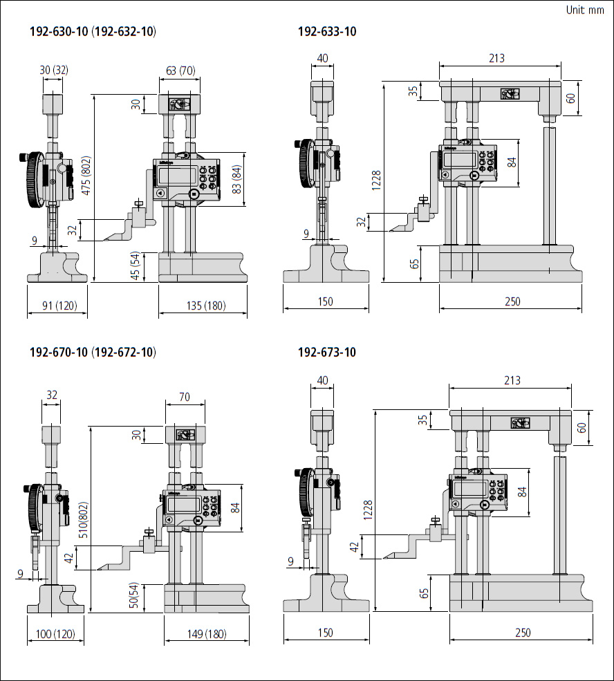 Mitutoyo series 192 double column height gauge dimensions.