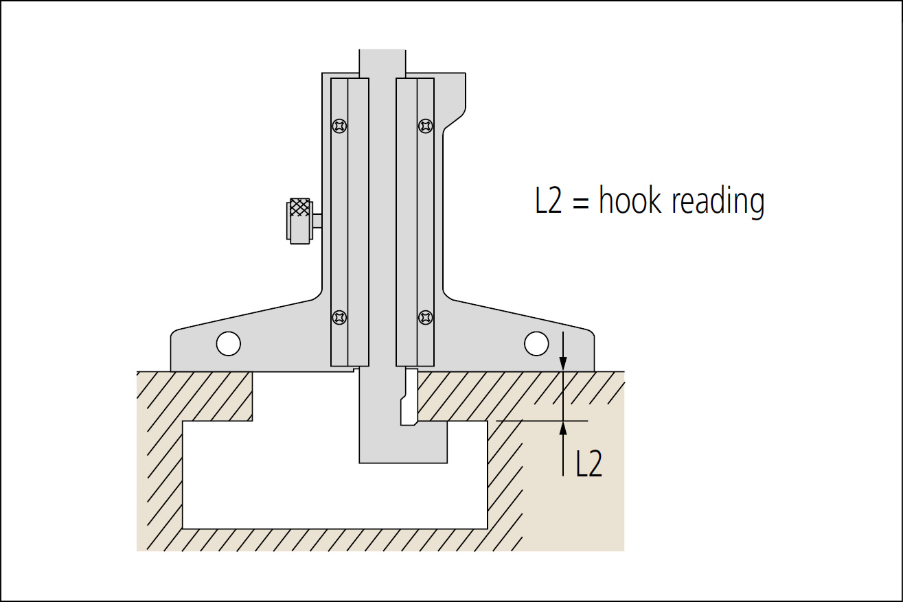 Mitutoyo coolant proof hook end depth gauge hook reading example.