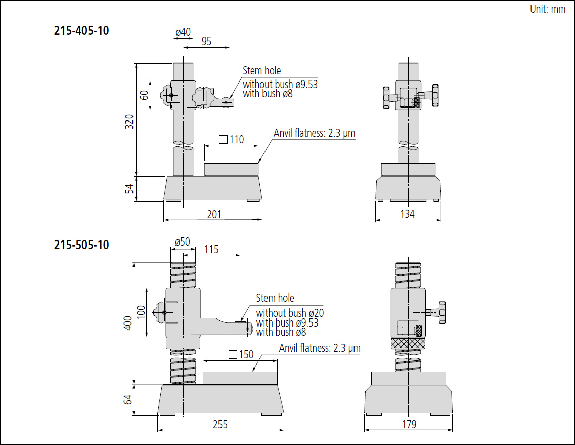 Mitutoyo comparator stand dimensions.