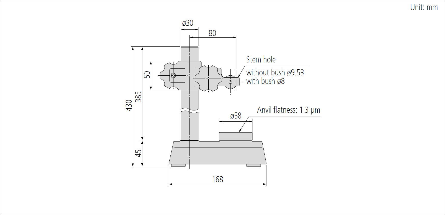 Mitutoyo transfer stand dimensions.