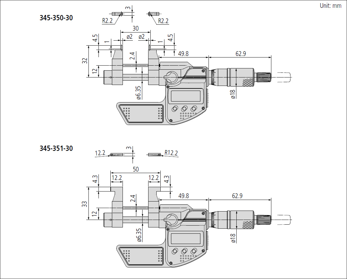 Mitutoyo 345 inside caliper dimensions