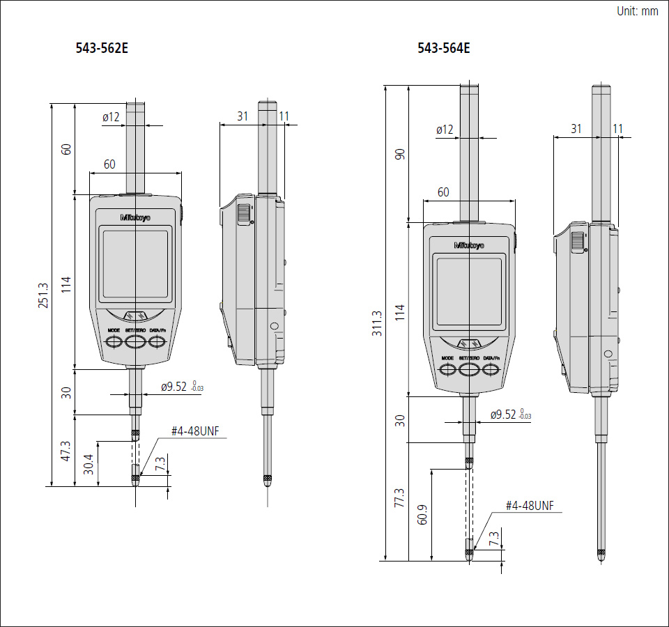 Mitutoyo functionality indicator dimensions.