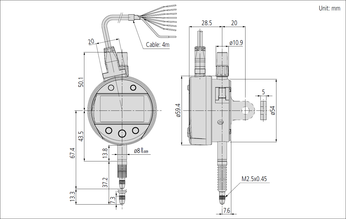 Mitutoyo signal output indicator dimensions.