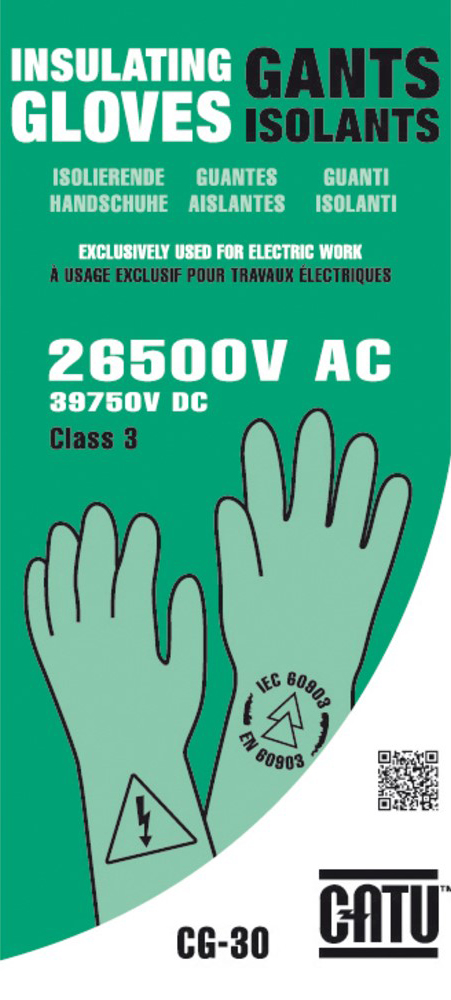 CATU CG-3 Insulating Latex Dielectric Safety Electrician's Gloves 26,5000 max voltage sticker.