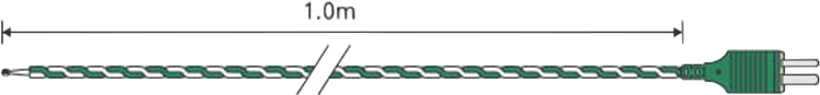 Comark AK33M Type K - 1m Thermocouple - Fibre Glass Insulated with Plug dimensions.