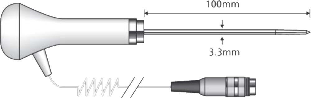 Comark Food Penetration Probe, Thermistor, White - CurlyCable dimensions.