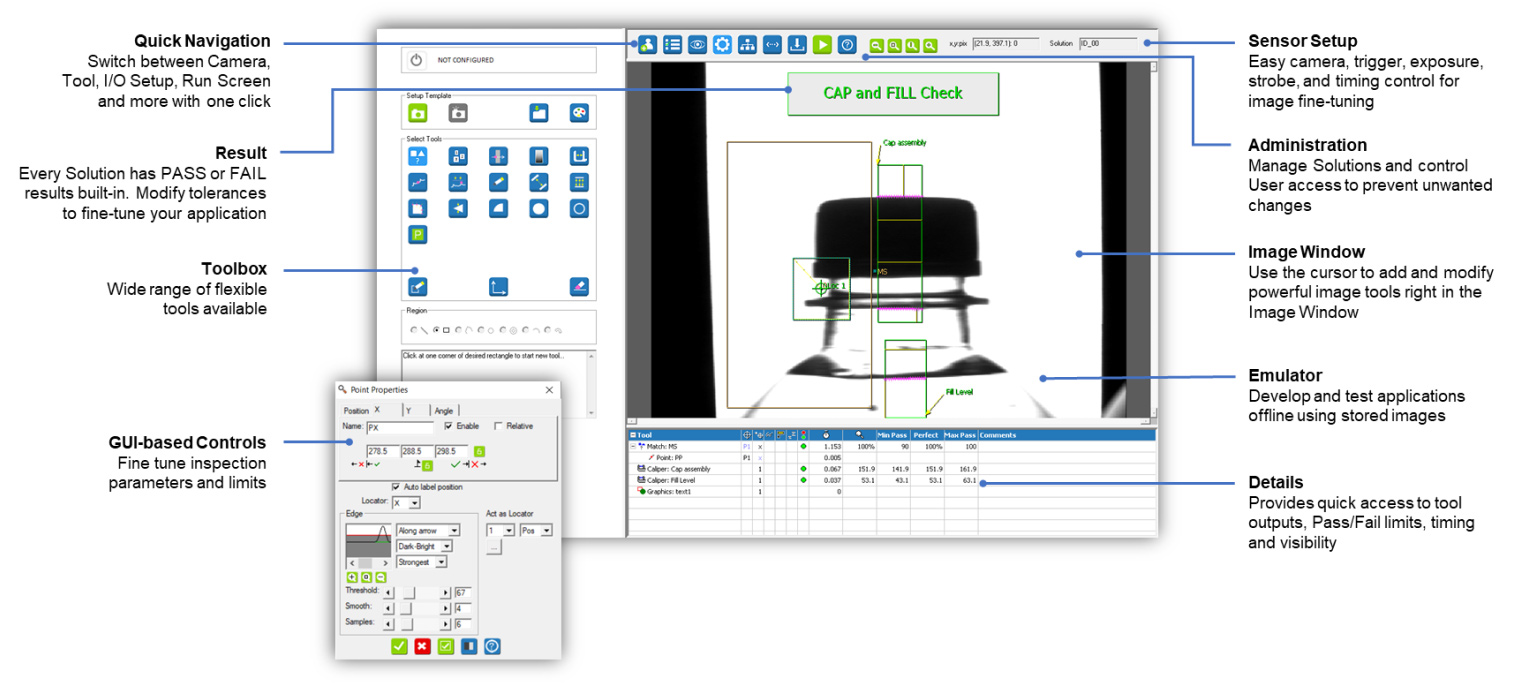 FLIR iNspect Vision Software user interface diagram.
