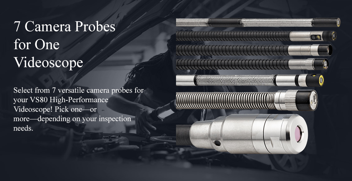 Advert showing the probes with the slogan 7 Camera Probes for one Videoscope!