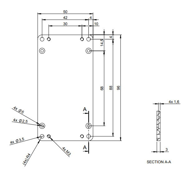 FLIR T128775ACC Rear Mounting Plate Kit dimensions.