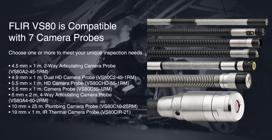 An image advertising the probes included with the VS80.