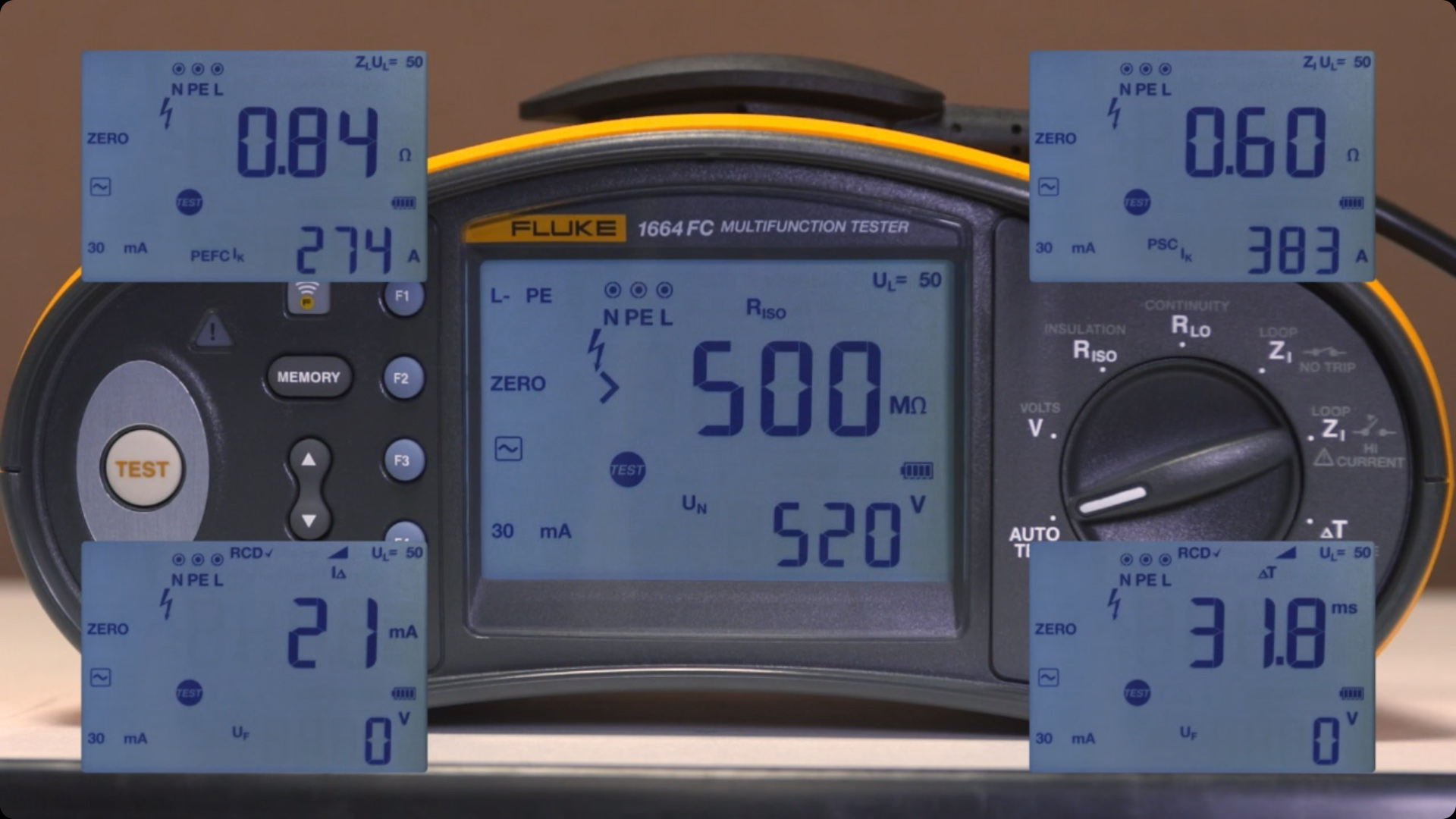 Fluke 1664FC Multifunction Tester features.