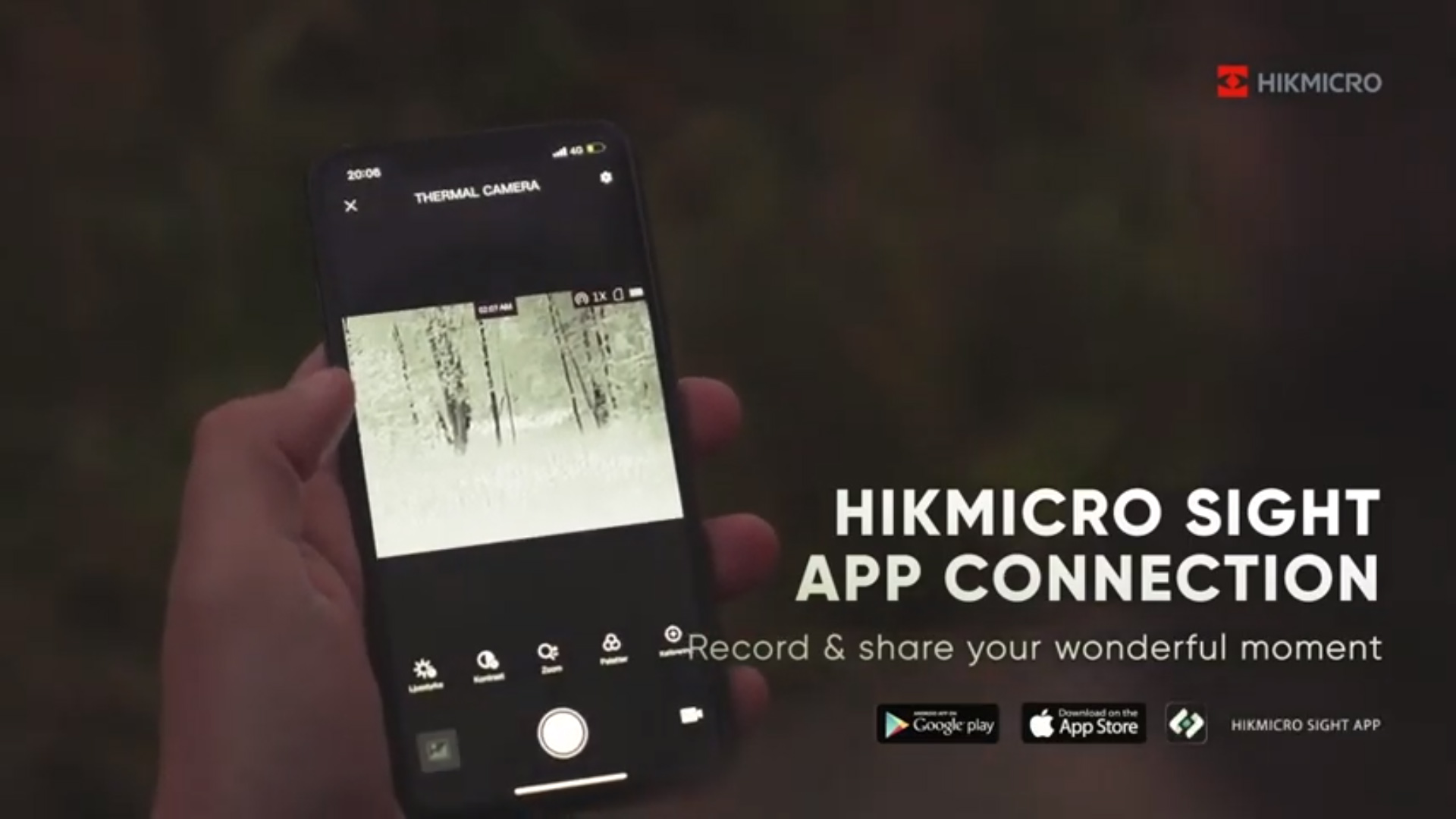 A phone showing the Hikmicro Sight app.