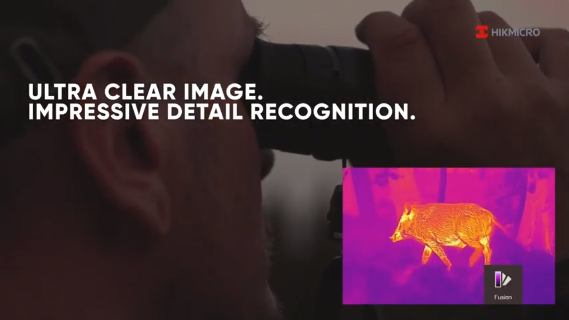 The image shows an animal in thermal vision mode and highlights the level of detail delivered by the monocular.