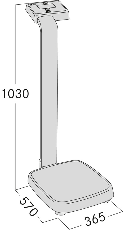 Kern MPE 200K-1HEM/1PEM Personal Floor Scale (Max 250kg; d/e=0,1kg) dimensions without height stick.