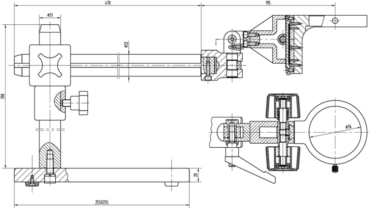 Kern OZL 961/963UK Stereo Microscope Set dimensions.