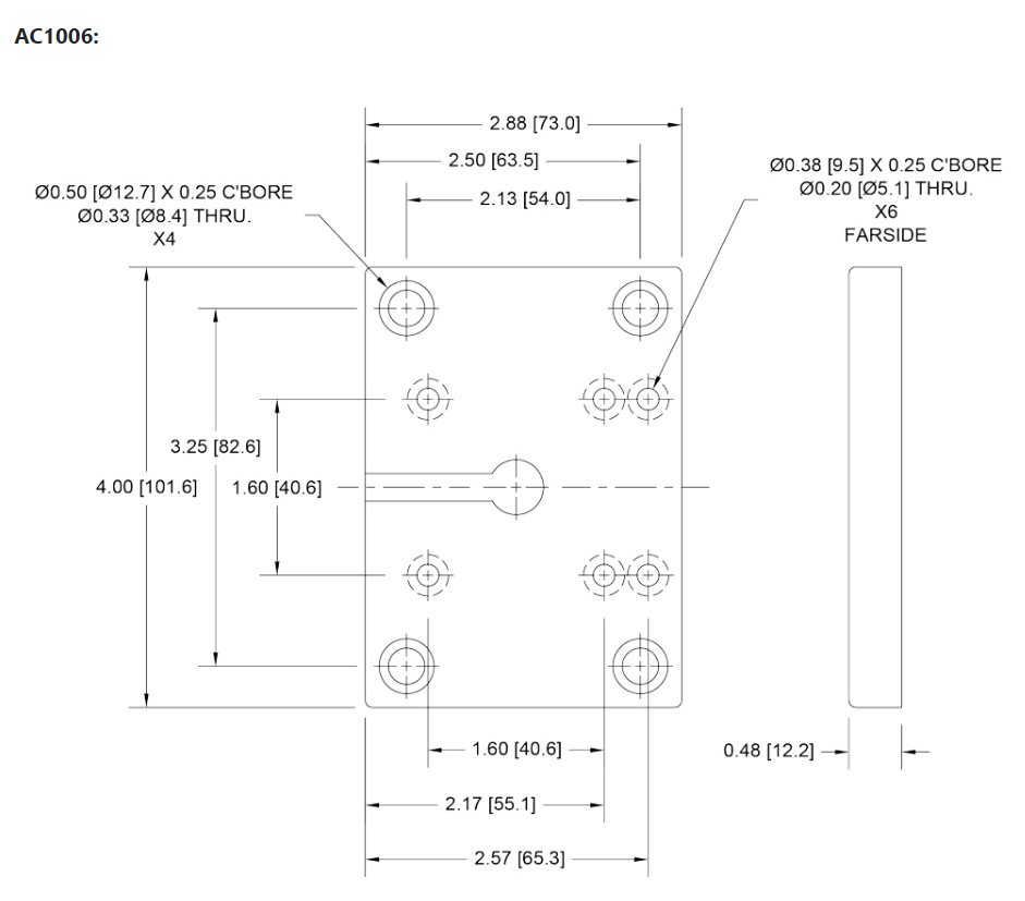 Mark-10 AC1006 Mounting Kit, R52, Table Top dimensions.