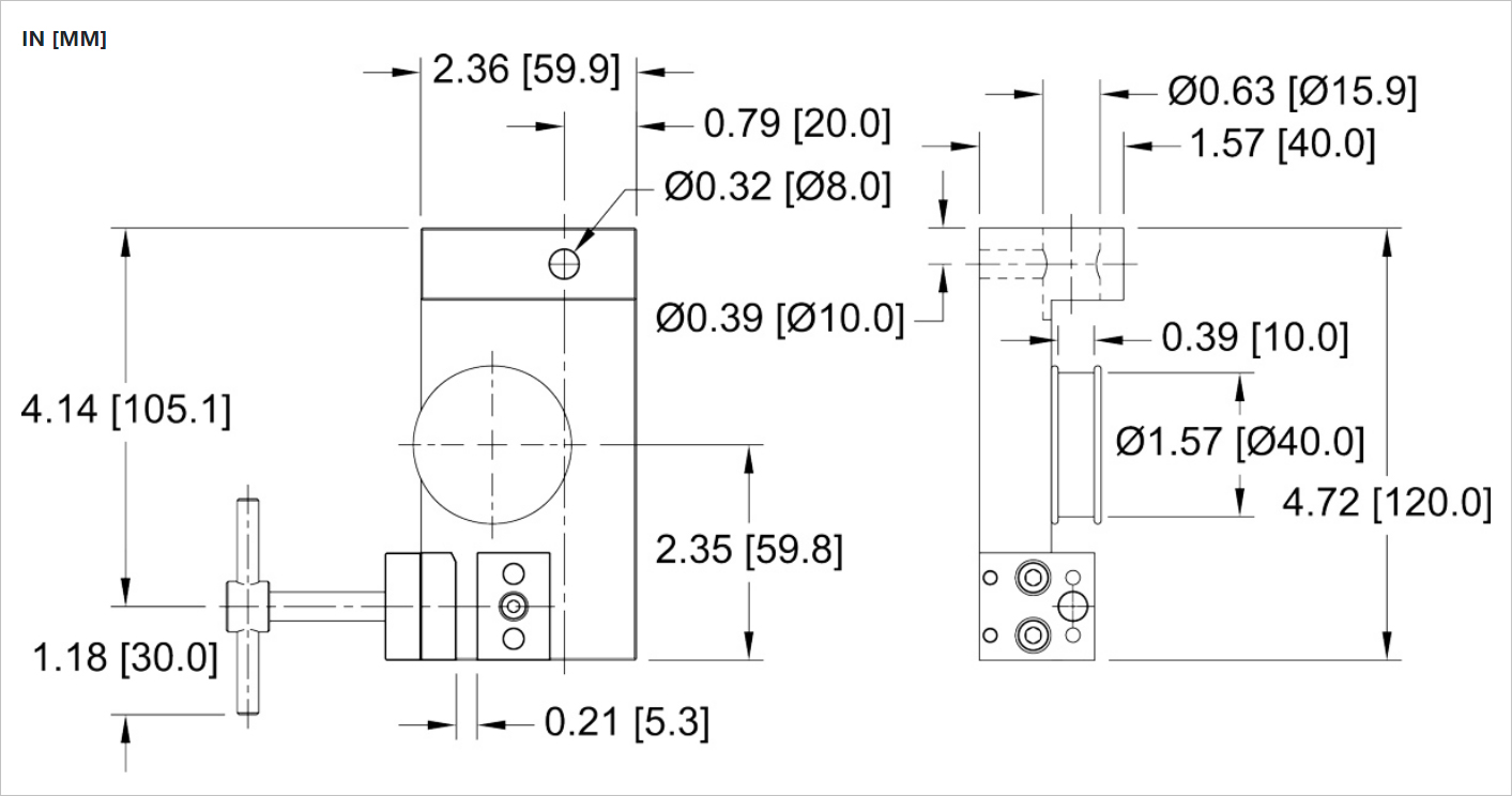 Mark-10 G1102 Wire / Rope Grip dimensions.