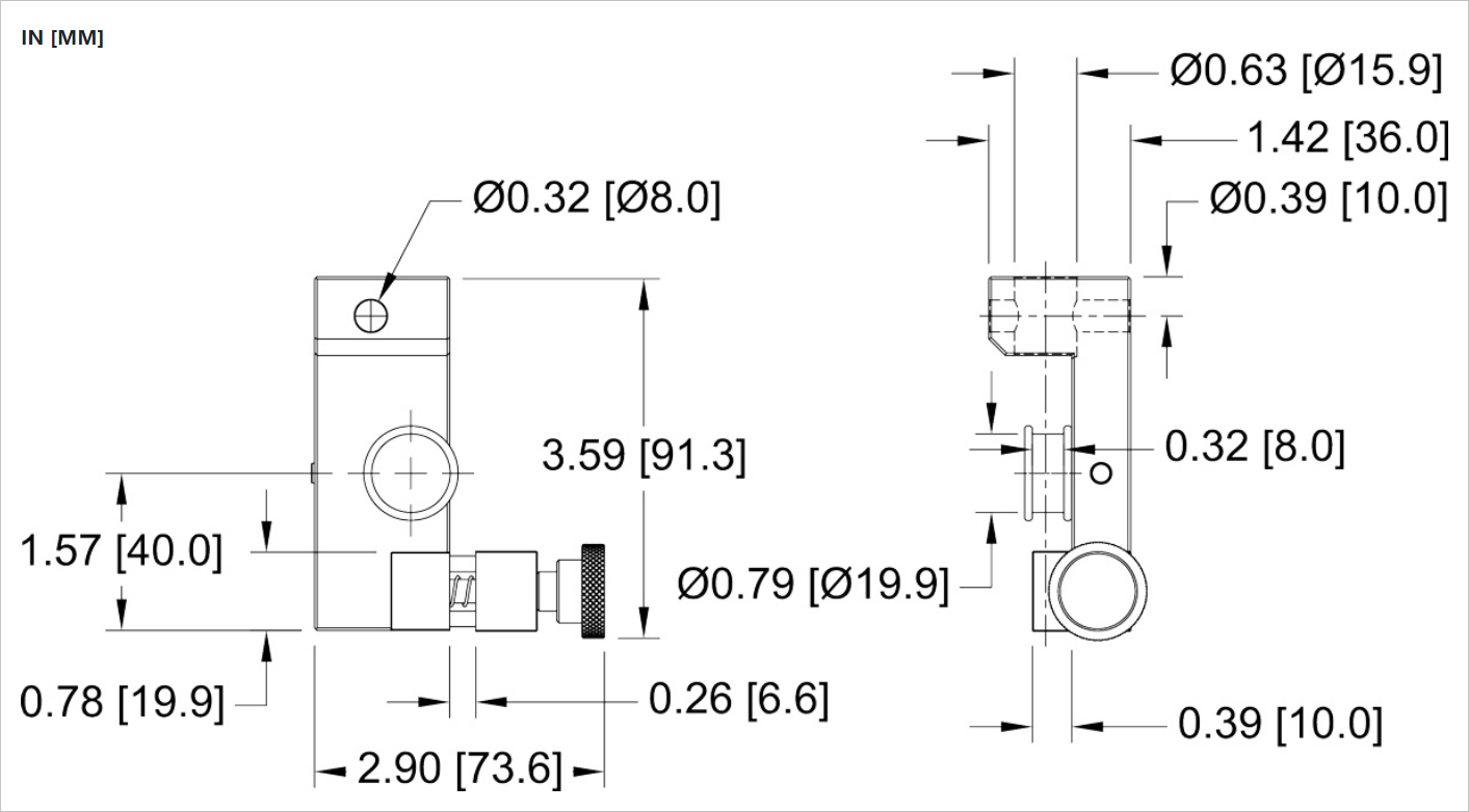 Mark-10 G1103 Wire / Rope Grip dimensions.