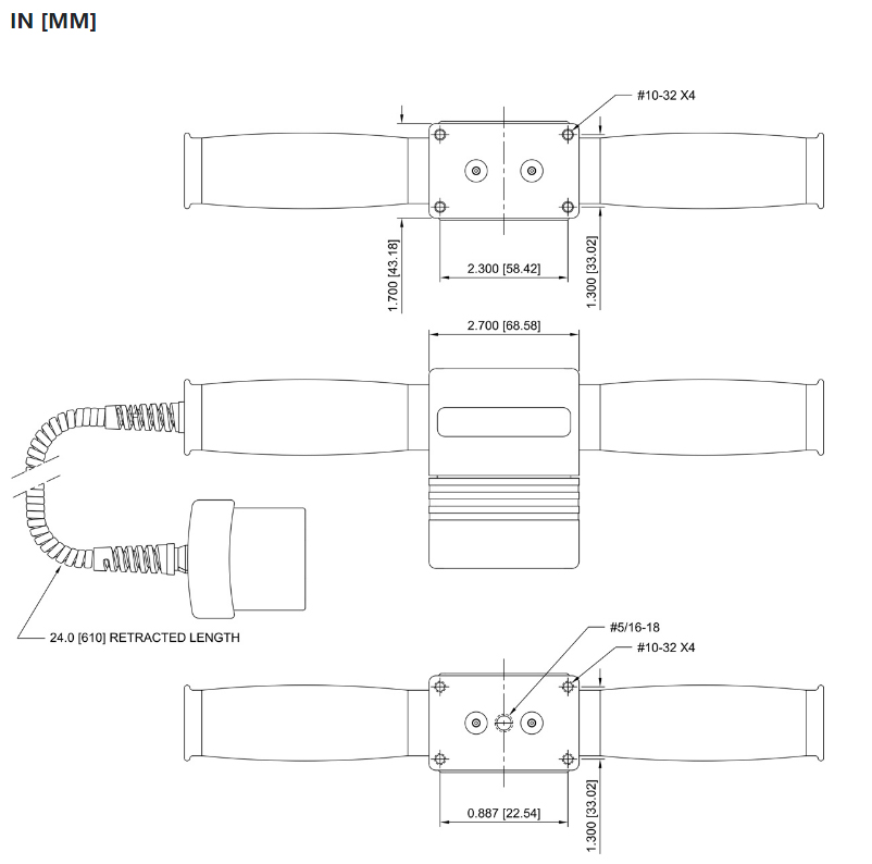Mark-10 MR05-500 Force Sensor dimensions.
