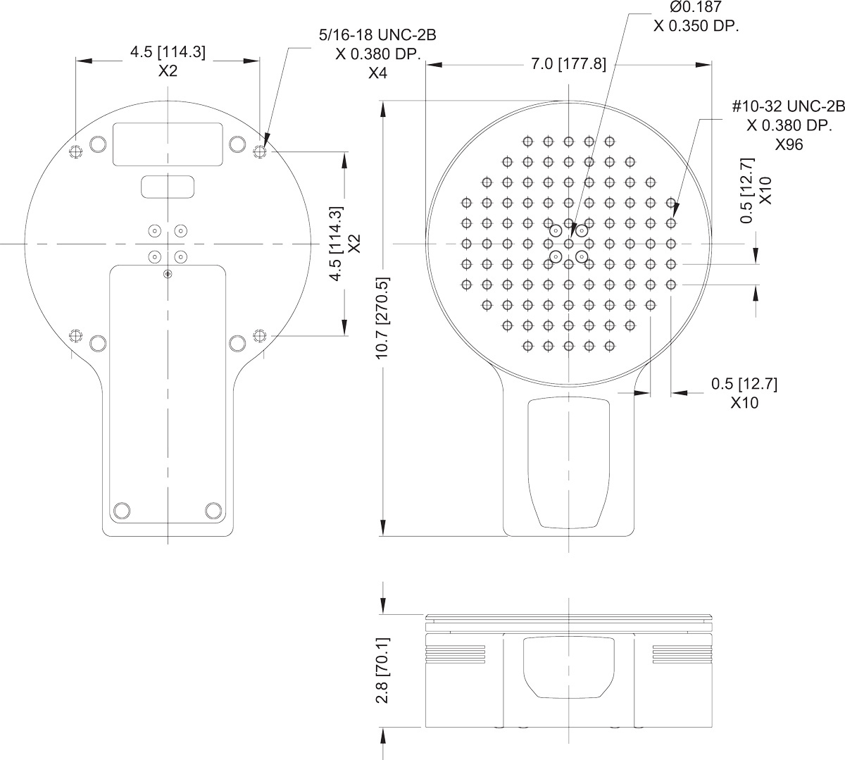 Mark-10 MTT05 Series Torque Tester dimensions.