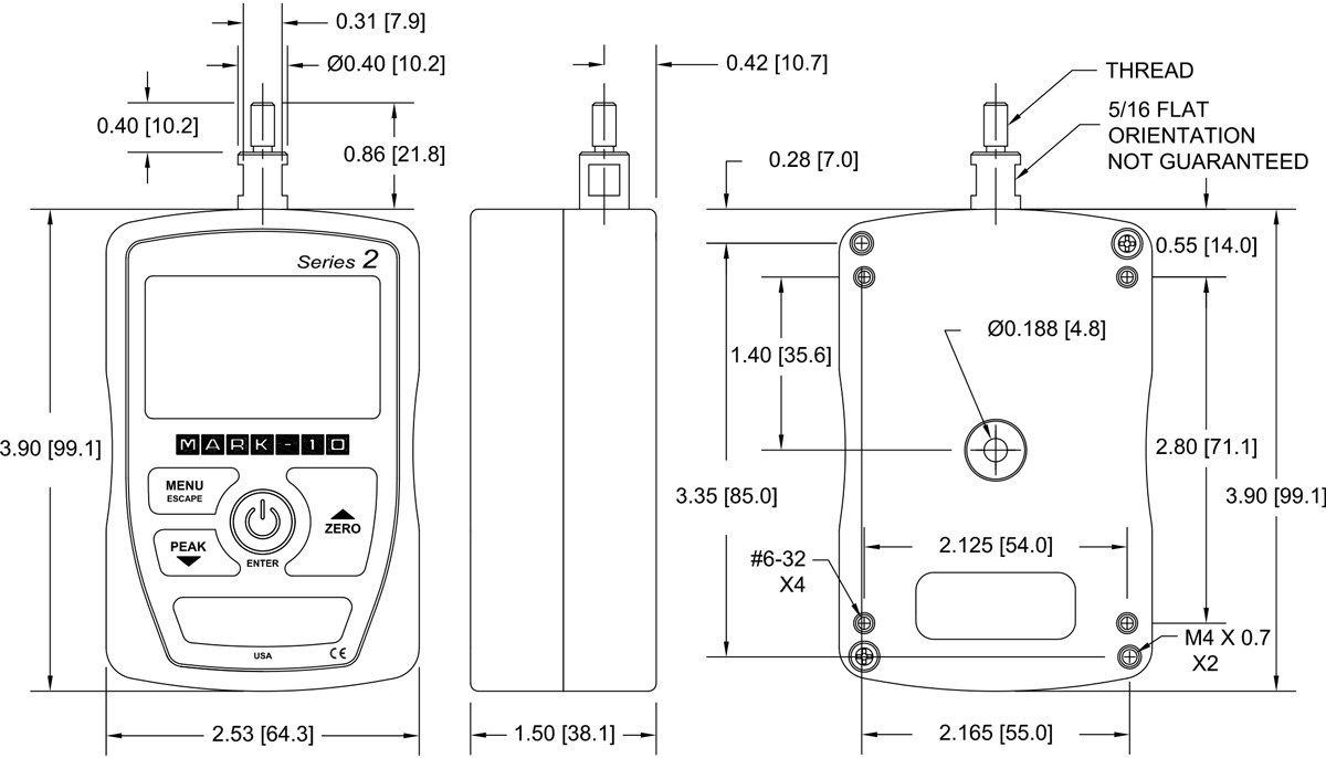 Mark-10 Series 2 dimensions.