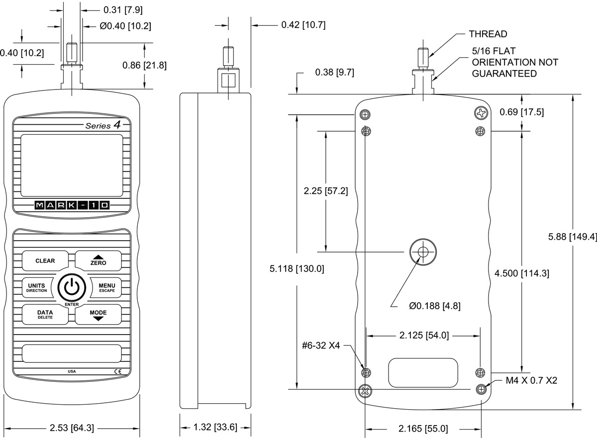 Mark-10 Series 4 dimensions.