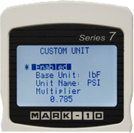 Mark-10 Series 7 Professional Digital Force Gauges User-defined Unit of Measurement.