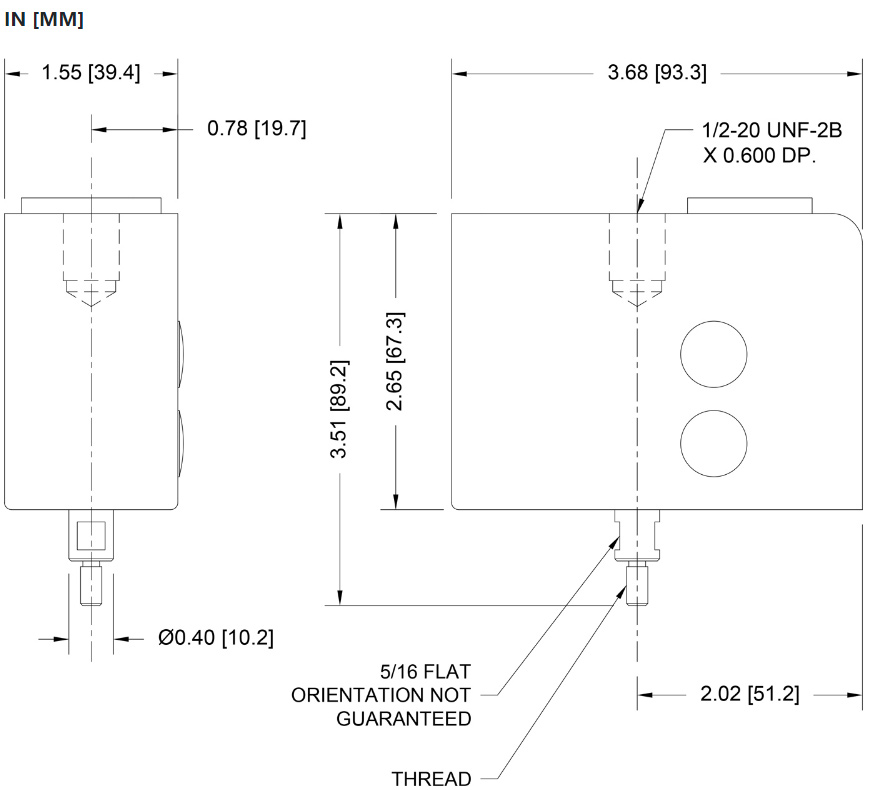 Mark-10 Series FS05 Tension and Compression Force Sensors dimensions.