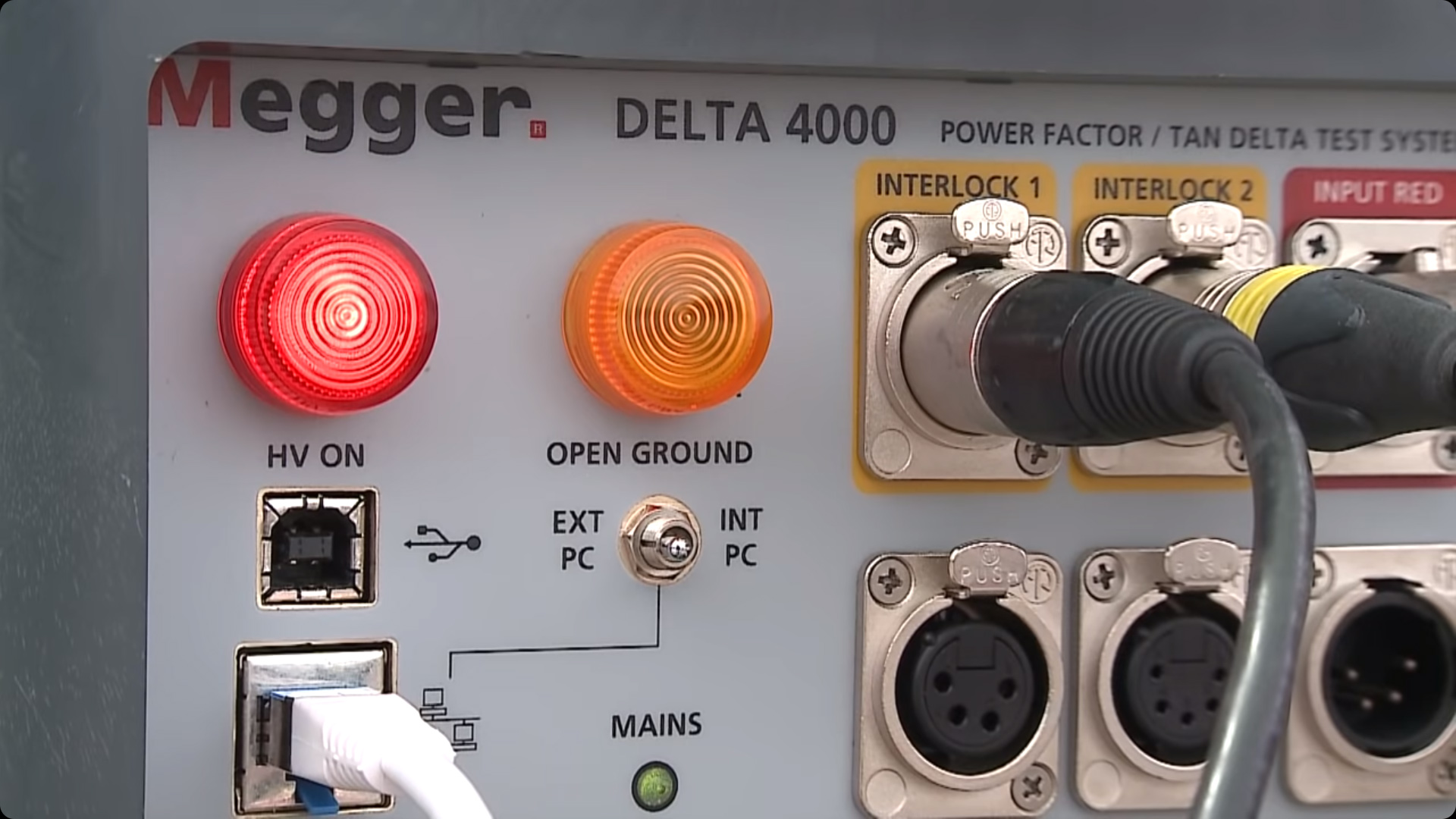 Megger DELTA4000 Series 12 kV Insulation Diagnostic System hv on light.