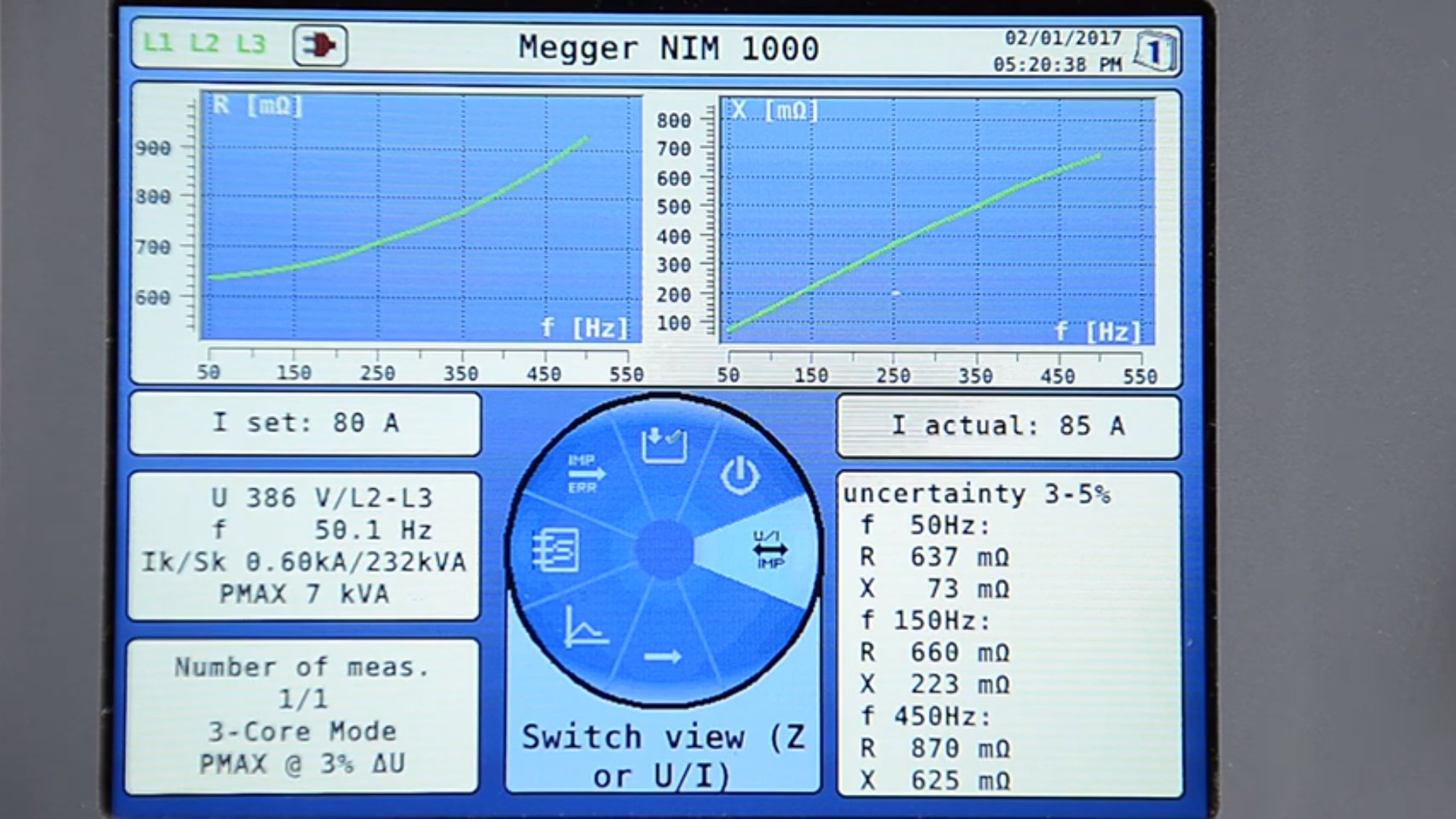Megger NIM 1000 Network Impedance Meter (1000A) interface demonstration.