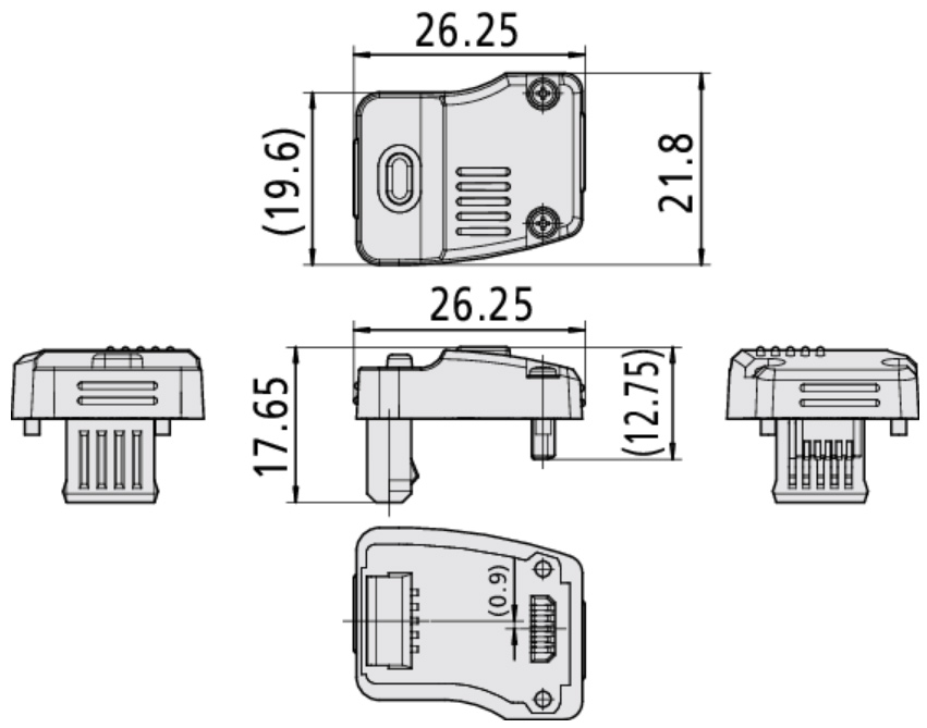 Mitutoyo 02AZF300 Connection Unit, U-WAVE fit, Standard Type dimensions.