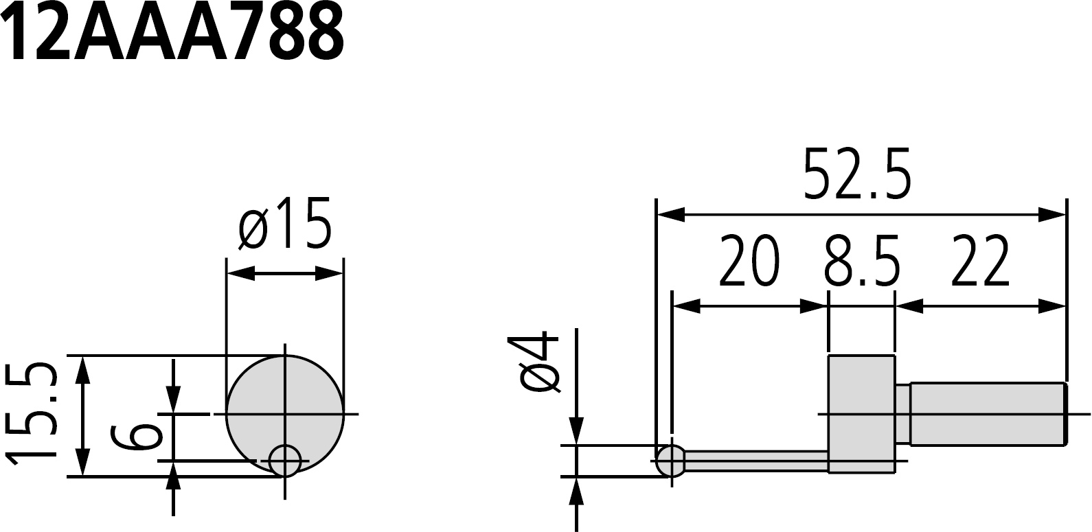 Mitutoyo 12AAA788 ø4mm Ball Offset Probe, Eccentric Type dimensions.