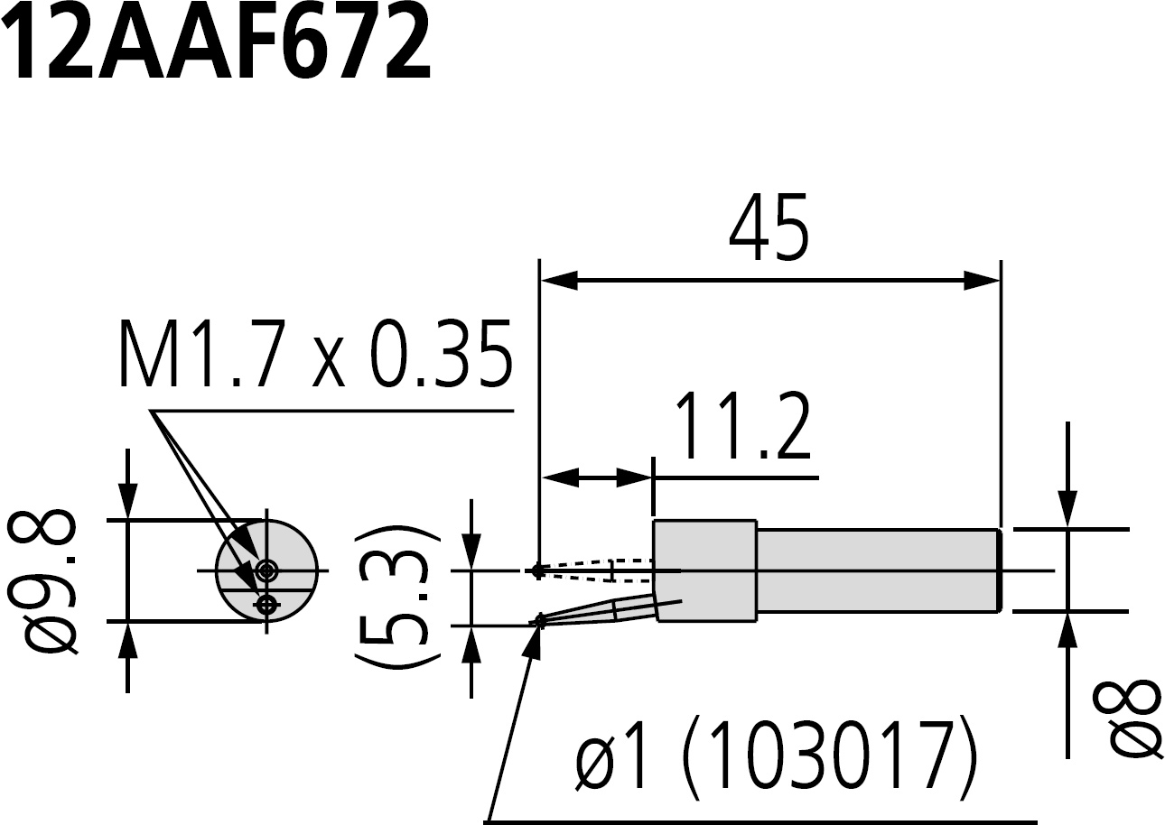 Mitutoyo 12AAF672 ø1mm Ball Offset Probe, Eccentric Type.