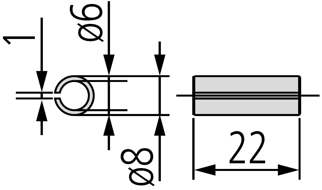 Mitutoyo 226116 Test Indicator Adapter, ø6mm Stem dimensions.