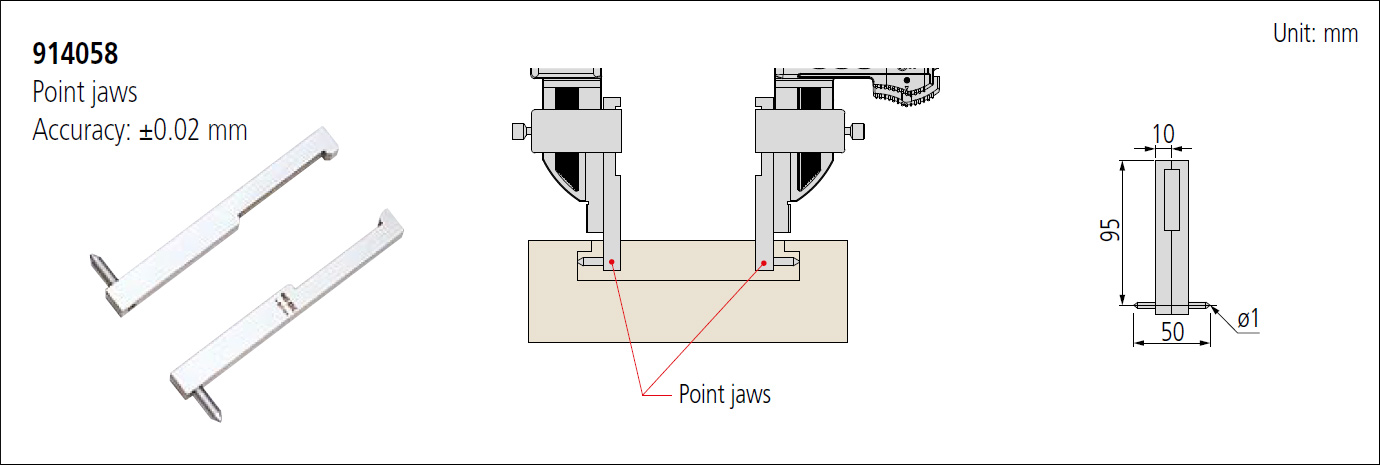 Mitutoyo 914058 Point Jaw Attachment for 552 Carbon Fibre Calipers