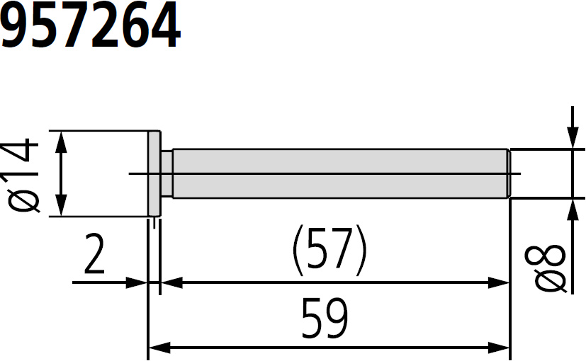 Mitutoyo 957264 ø14mm Disc Probe, 59mm Length dimensions.