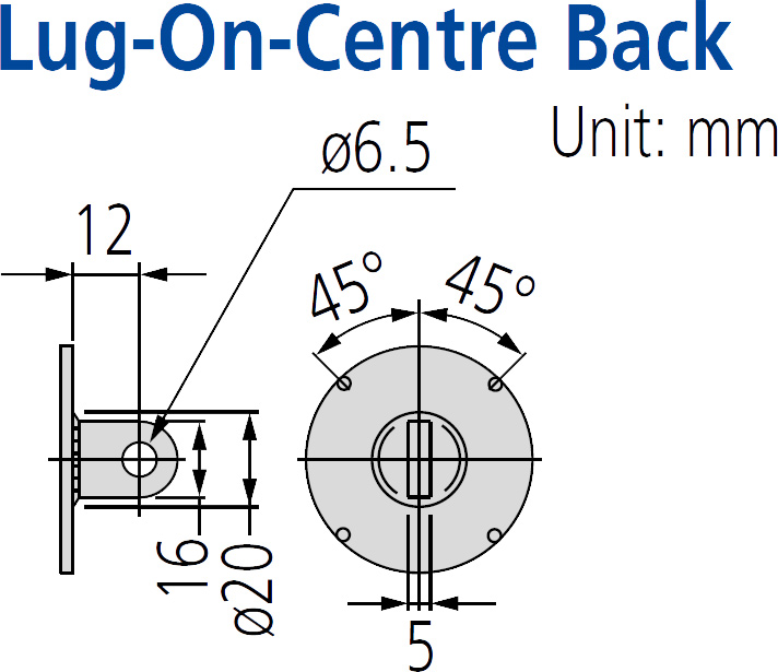 Mitutoyo Back Plate with Centre Lug dimensions.